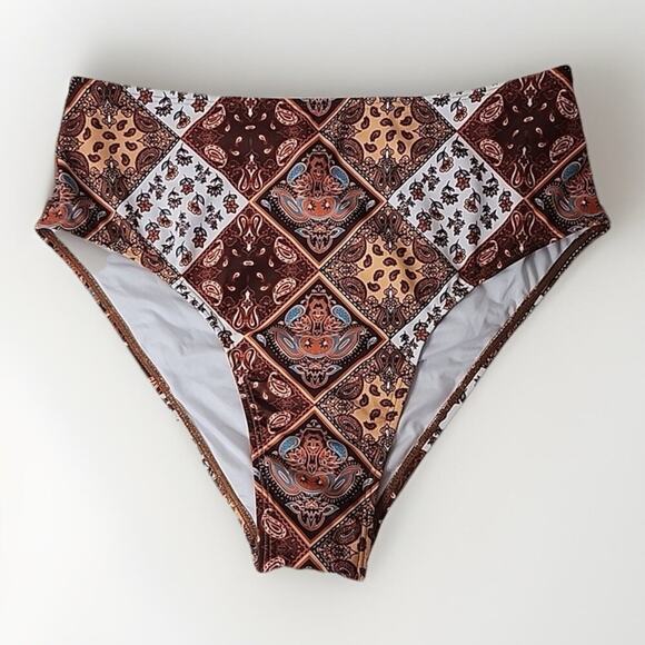 Zaful Size Medium Brown Multicolored Bikini Bottoms - Picture 1 of 5